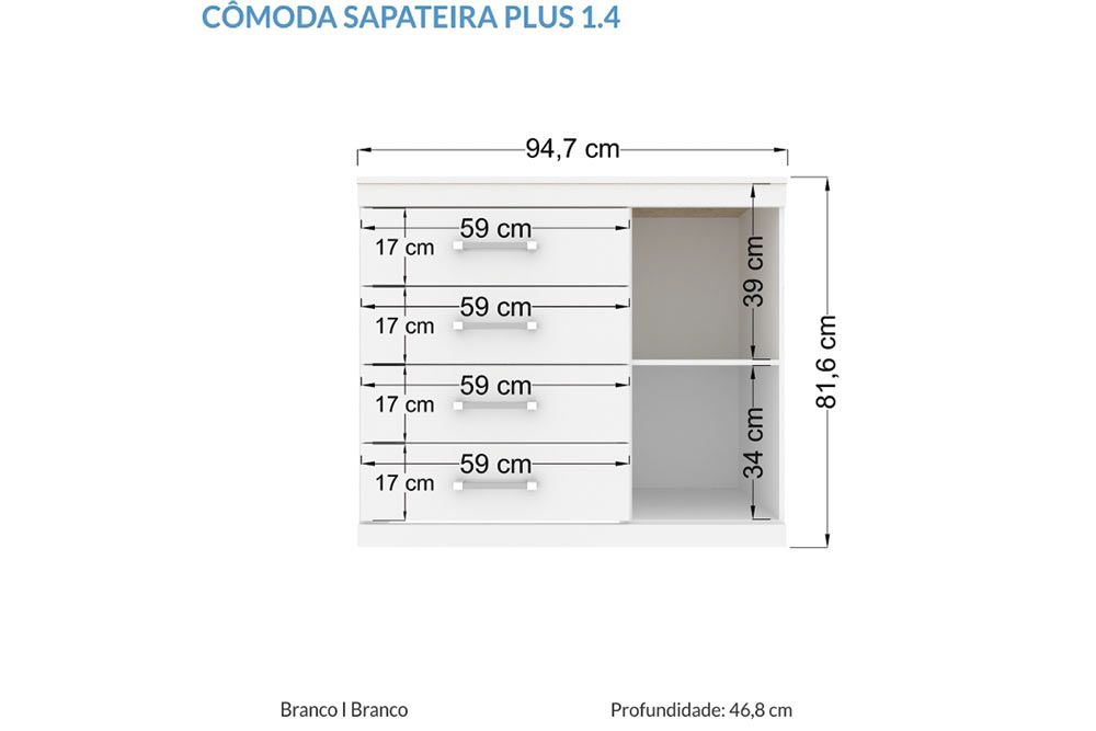Cômoda 3 Peças (1 Cômoda + 2 Mesas de Cabeceira) QS82 Santos Andirá