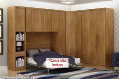 Modulado de Quarto Rizon 5 Peças (1 Armário Ponte + 1 Closet + 2 Guarda Roupas + 1 Complemento) QCM03 Novo Horizonte
