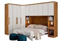 Modulado de Quarto Rizon 6 Peças (1 Armário Ponte + 1 Closet + 2 Guarda Roupas + 2 Complementos) QCM02 Novo Horizonte