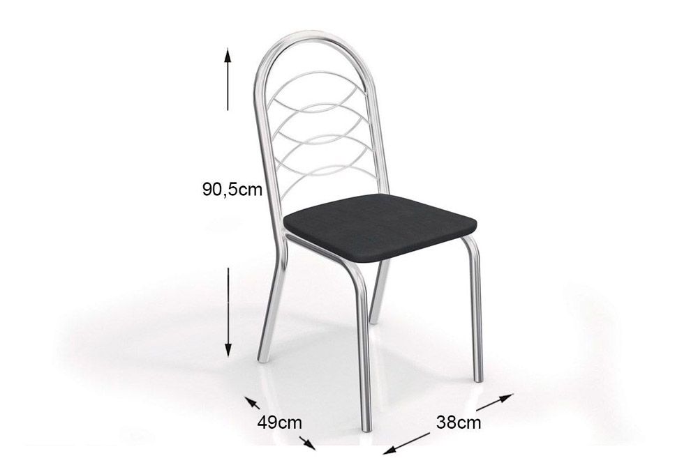Sala Jantar Mesa Reno c/ Tampo de Vidro 150x80cm e 6 Cadeiras Holanda - Kappesberg