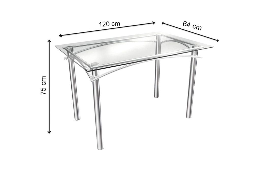 Sala Jantar Mesa Elba c/ Tampo de Vidro 120cm e 6 Cadeiras Holanda - Kappesberg