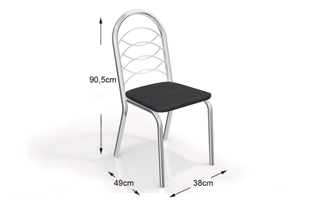 Sala Jantar Mesa Elba c/ Tampo de Vidro 120cm e 6 Cadeiras Holanda - Kappesberg
