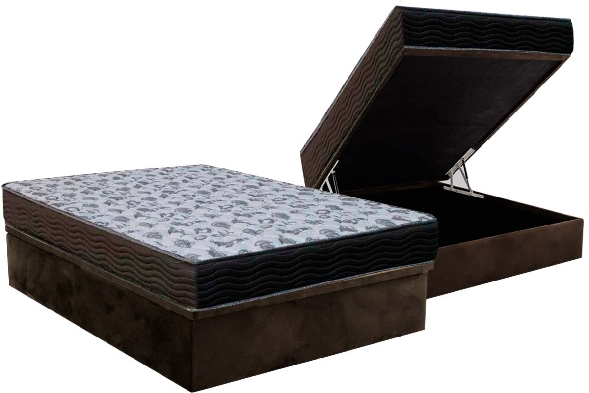Cama Box Baú CRC +Colchão Ortopédico ISO100 Ortobom