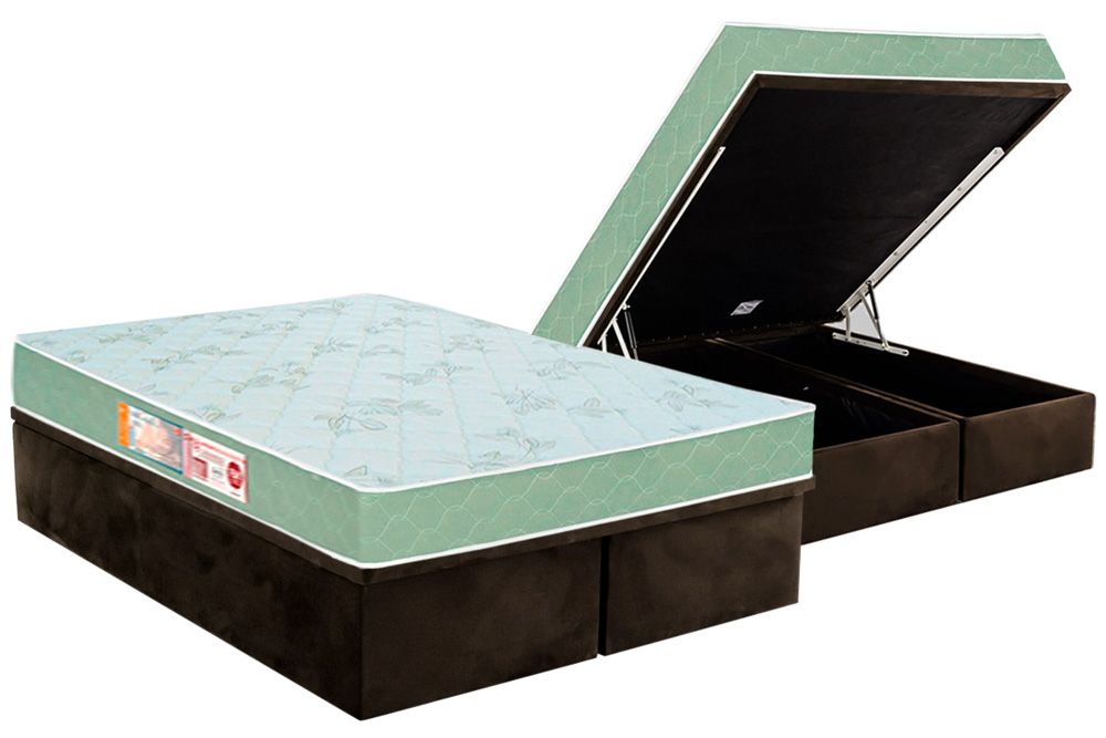 Cama Box Baú CRC +Colchão Espuma D33 SleepMax Castor