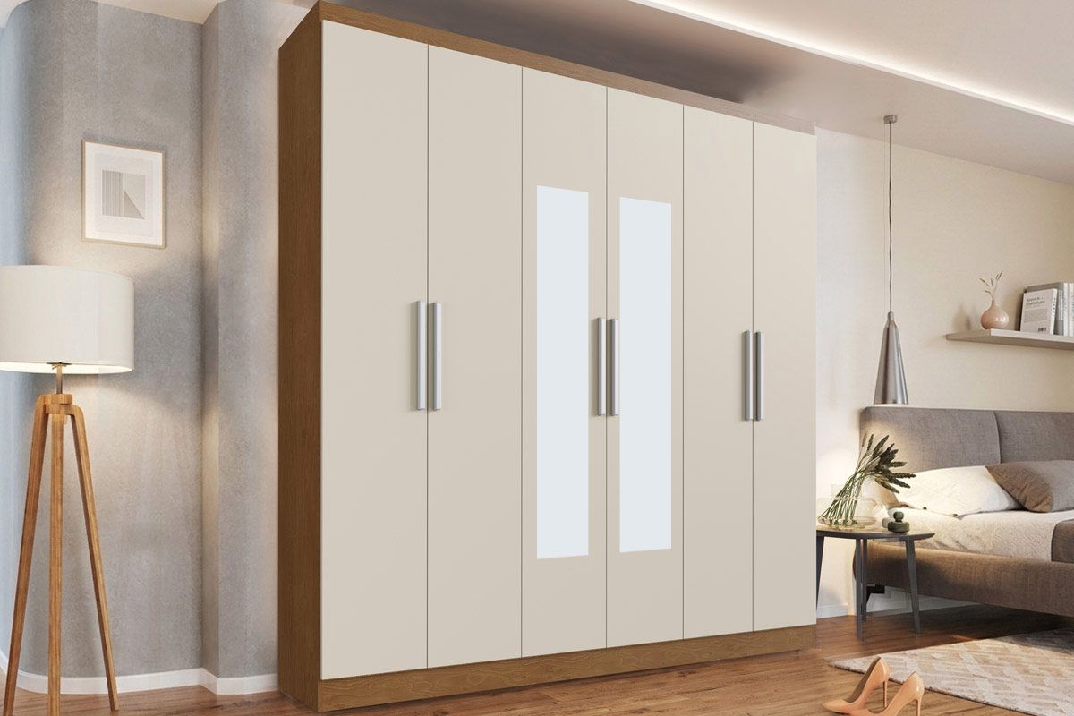 Guarda Roupa Casal 6 Portas (2 c/Espelho) e 3 Gavetas PH1127 Herval