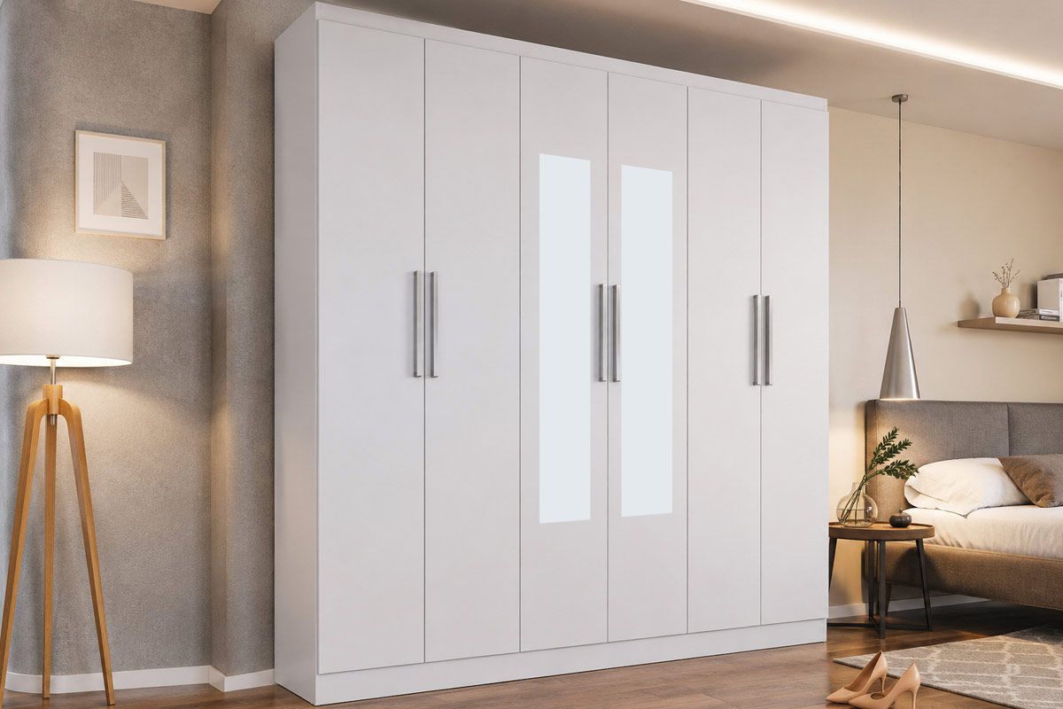 Guarda Roupa Casal 6 Portas (2 c/Espelho) e 3 Gavetas PH1127 Herval