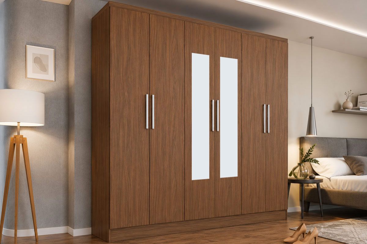 Guarda Roupa Casal 6 Portas (2 c/Espelho) e 3 Gavetas PH1127 Herval