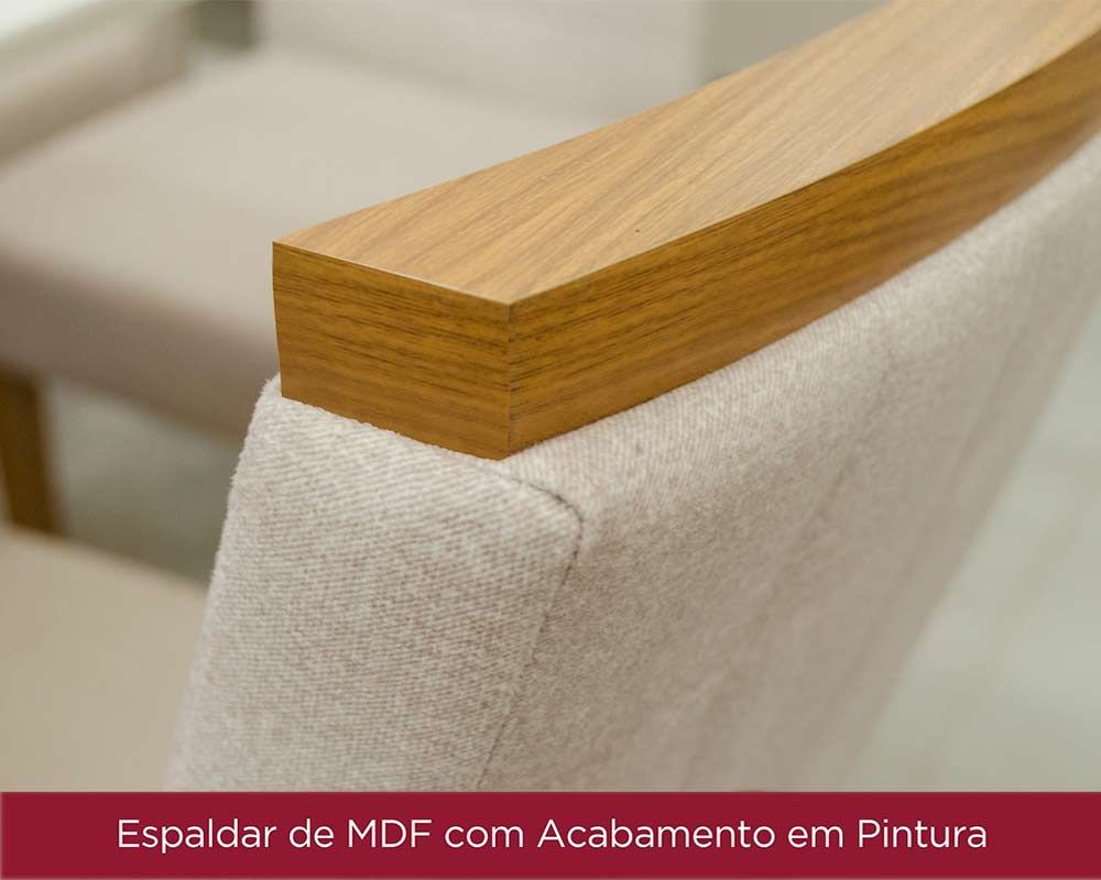 Sala de Jantar Completa Orus Tampo Madeirado c/ Vidro 120x80cm e 4 Cadeiras Tauá - Henn