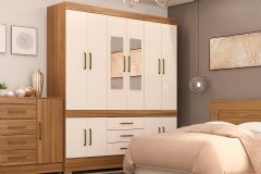 Guarda Roupa Casal 10 Portas (2 c/Espelho) e 3 Gavetas c/Pés New Murano Demóbile