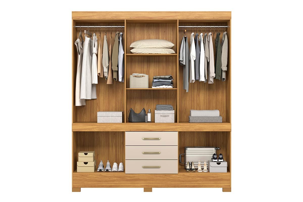 Guarda Roupa Casal 10 Portas (2 c/Espelho) e 3 Gavetas c/Pés New Murano Demóbile