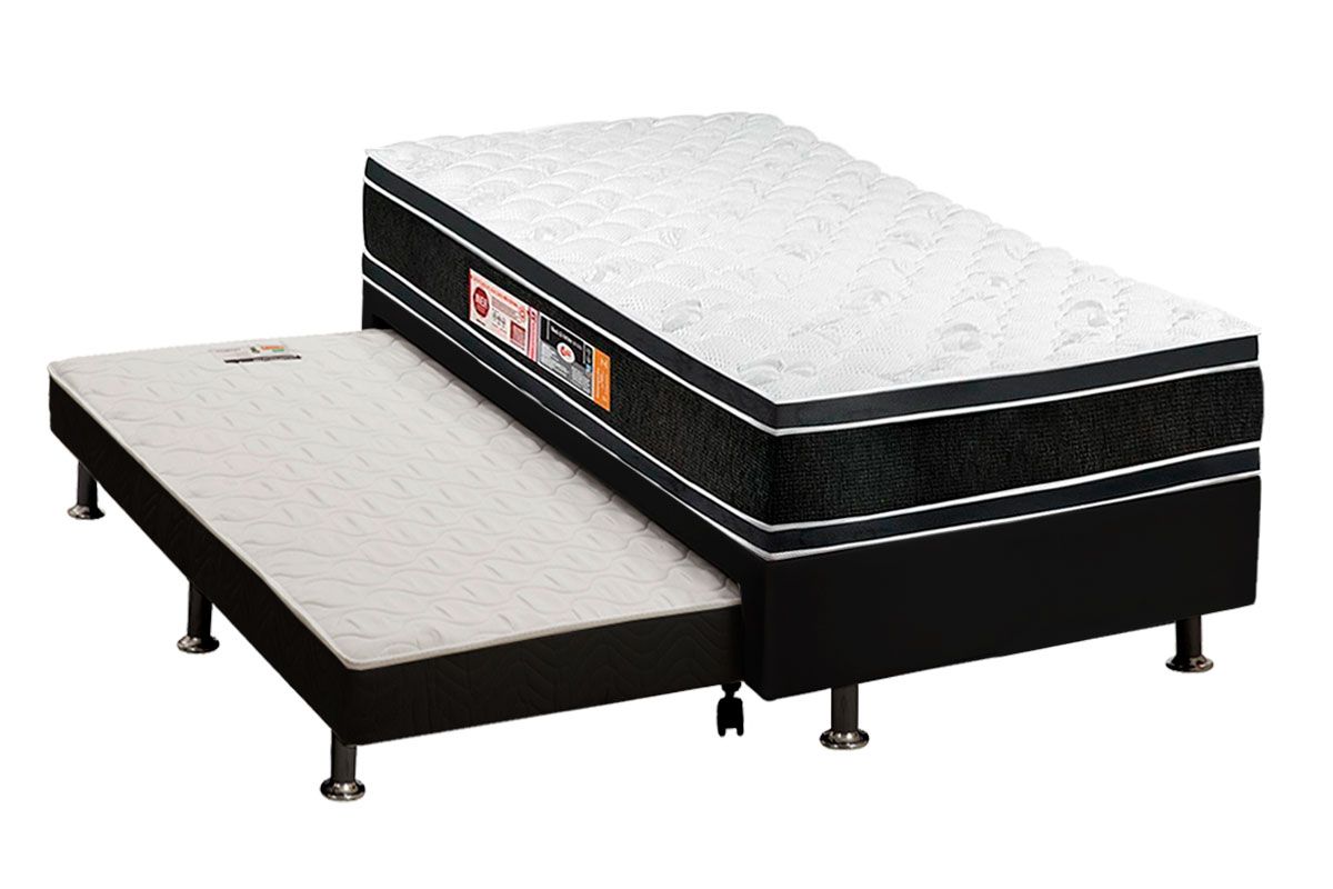 Cama Box c/Aux CRC +Colchão D33 Black White Castor