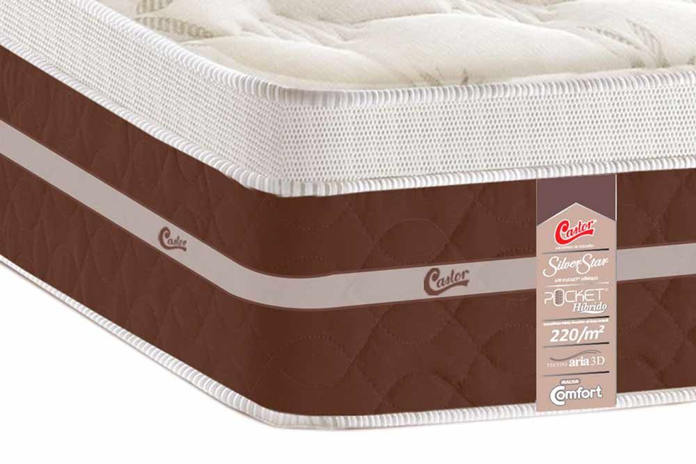 Cama Box c/Aux CRC +Colchão Molas Silver Star Castor