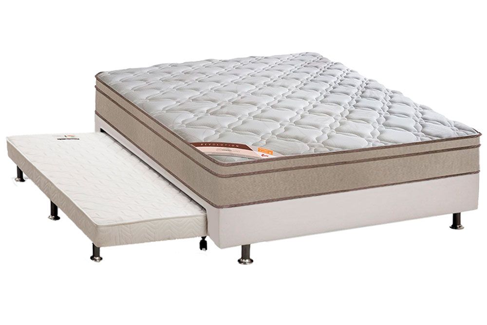 Cama Box c/Aux CRC +Colchão Molas Revolution Castor