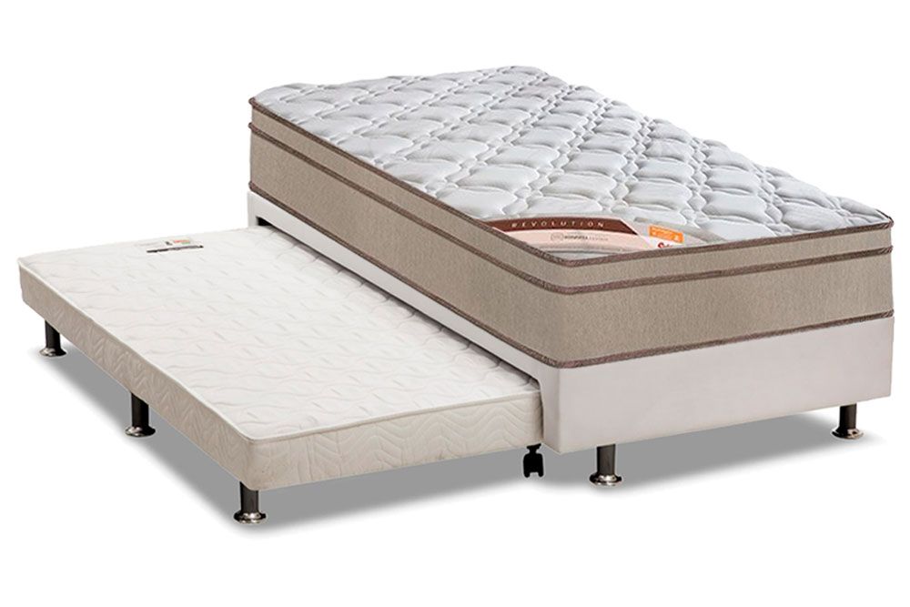 Cama Box c/Aux CRC +Colchão Molas Revolution Castor