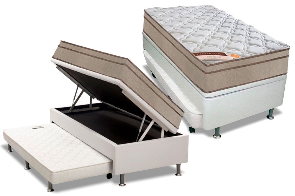 Cama Baú c/Aux CRC +Colchão Molas Revolution Castor