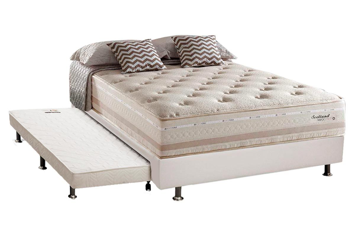 Cama Box c/Aux CRC +Colchão Molas Scotland Herval