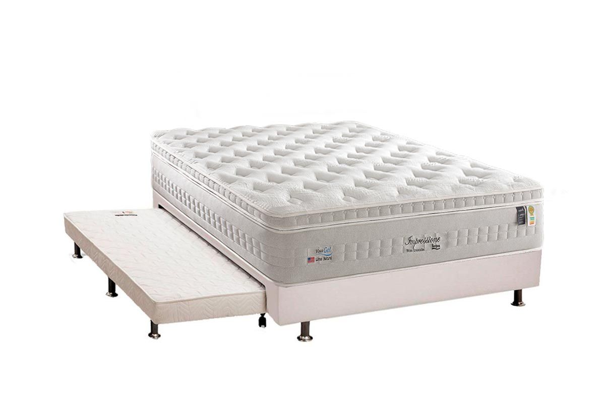 Cama Box c/Aux CRC +Colchão Molas Impressione Anjos