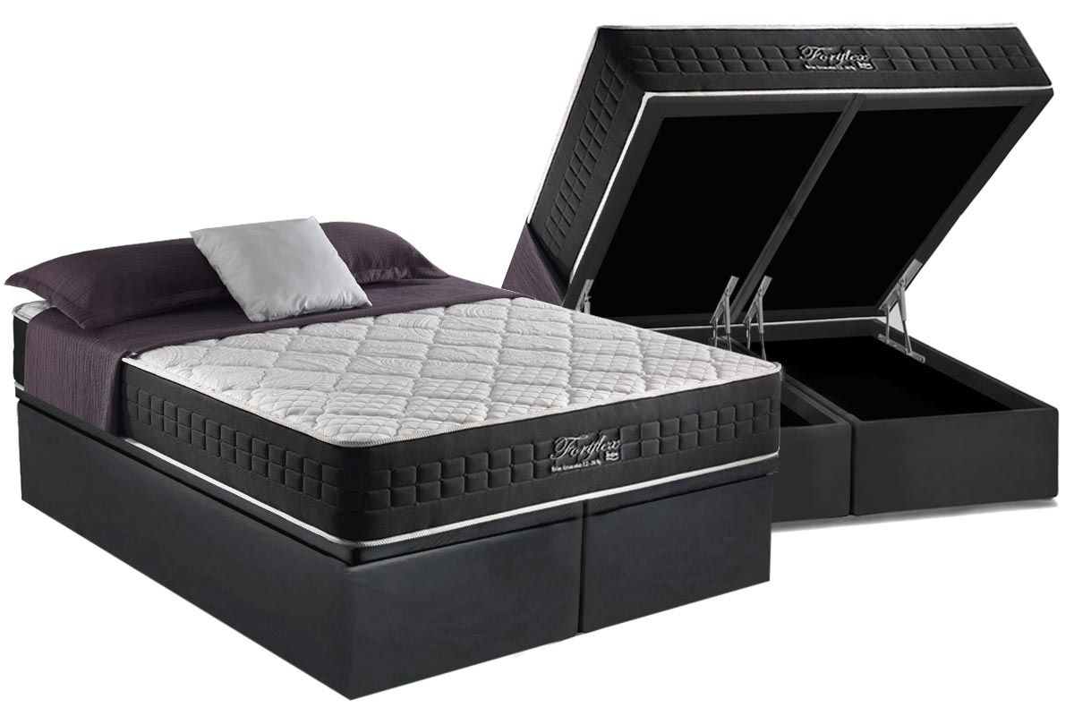Cama Box Baú CRC +Colchão Molas Fort Flex Anjos