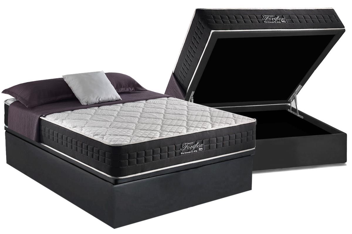 Cama Box Baú CRC +Colchão Molas Fort Flex Anjos