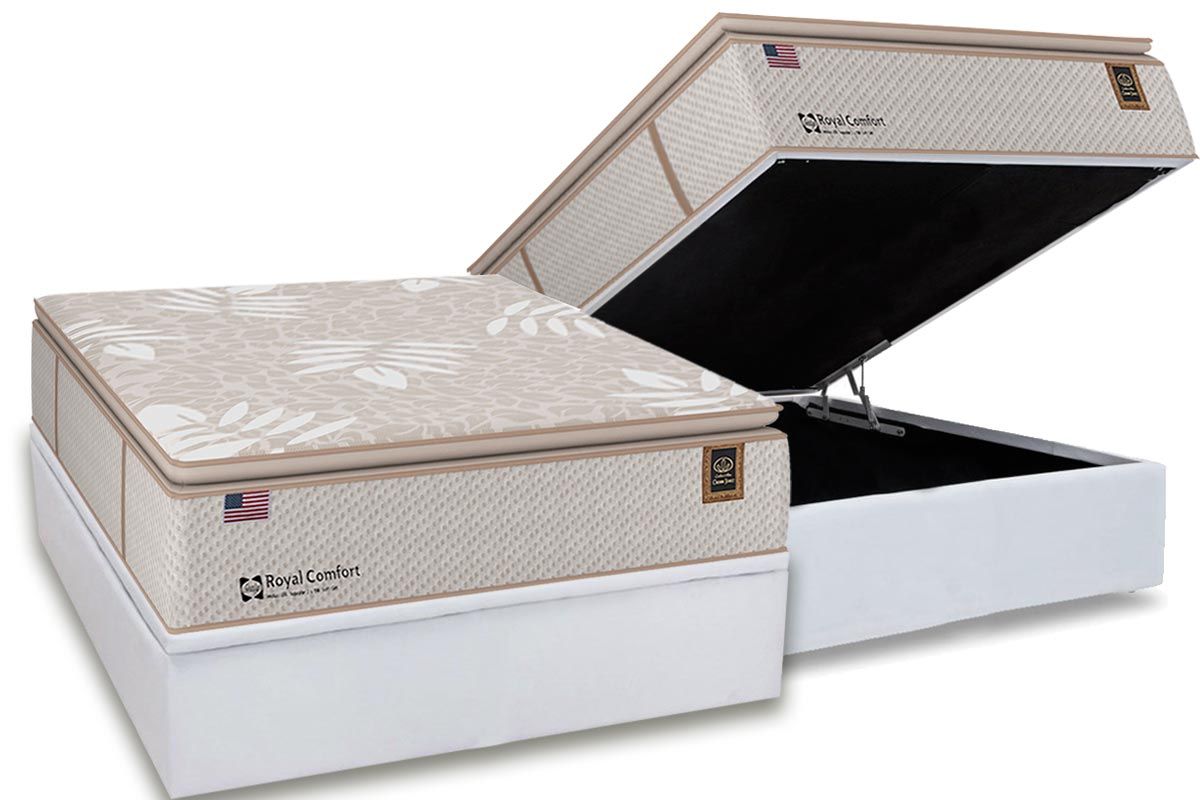 Cama Box Baú CRC +Colchão Molas Royal Sealy
