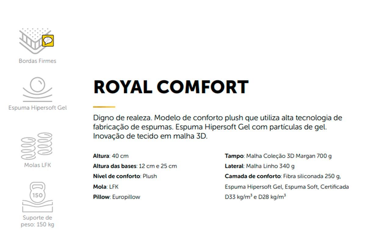 Cama Box Baú CRC +Colchão Molas Royal Sealy
