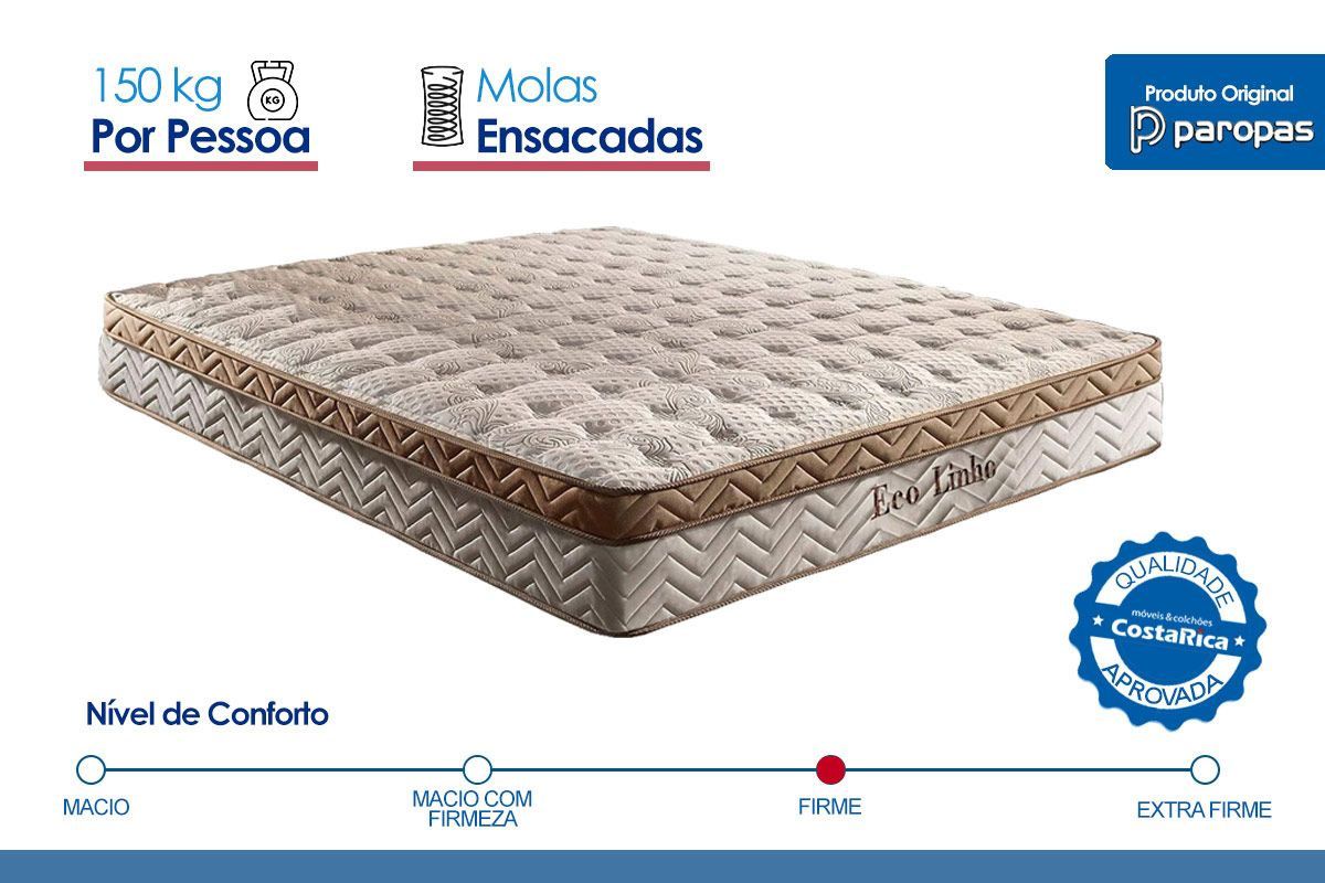 Cama Box Baú CRC +Colchão Molas Eco Linho Paropas