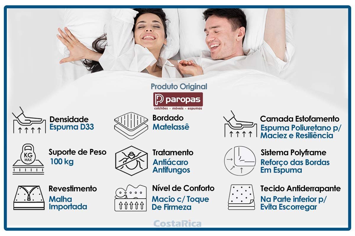 Cama Baú c/Aux CRC +Colchão Ortopédico Conforto Ultra Paropas