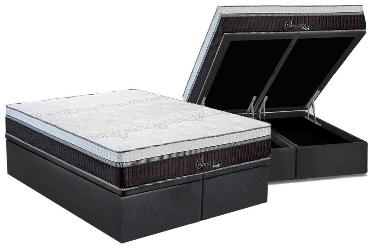 Cama Box Baú CRC +Colchão Molas Serenatta Polar