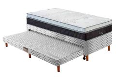 Cama Box c/Aux Filhão +Colchão Molas Serenatta Polar