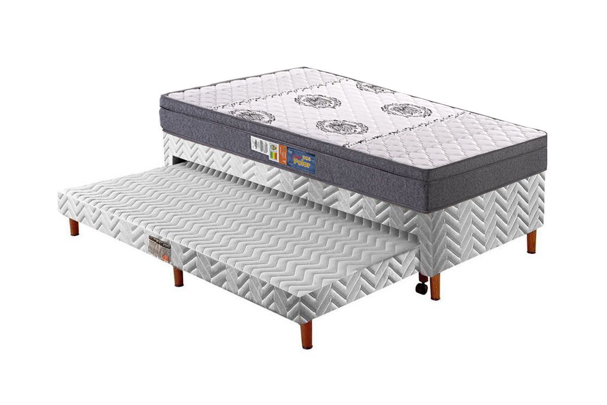 Cama Box CRC +Colchão Espuma D45 Pérola Polar