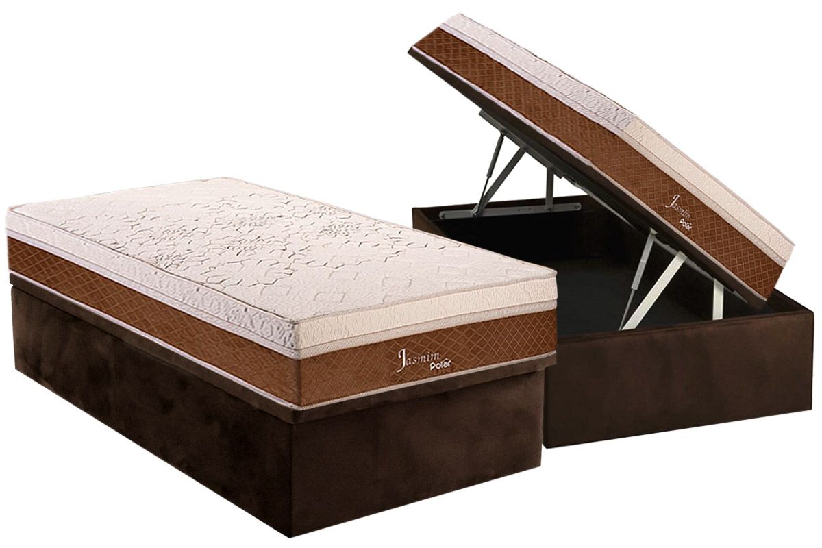 Cama Box Baú CRC +Colchão Molas Jasmin Polar