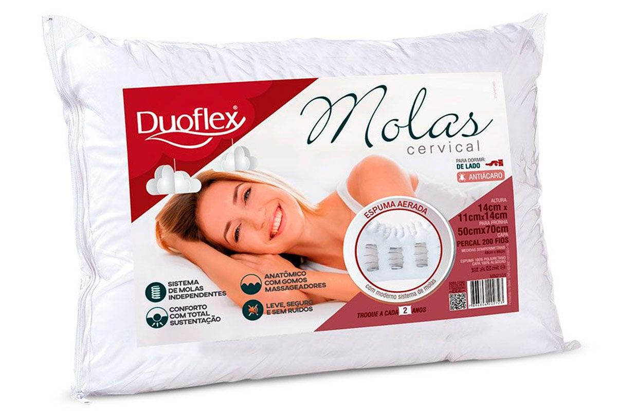 Travesseiro Molas Duoflex MN2101 c/Capa Percal 200Fios50x70 Travesseiro Molas Duoflex MN2101 c/Capa Percal 200Fios50x70