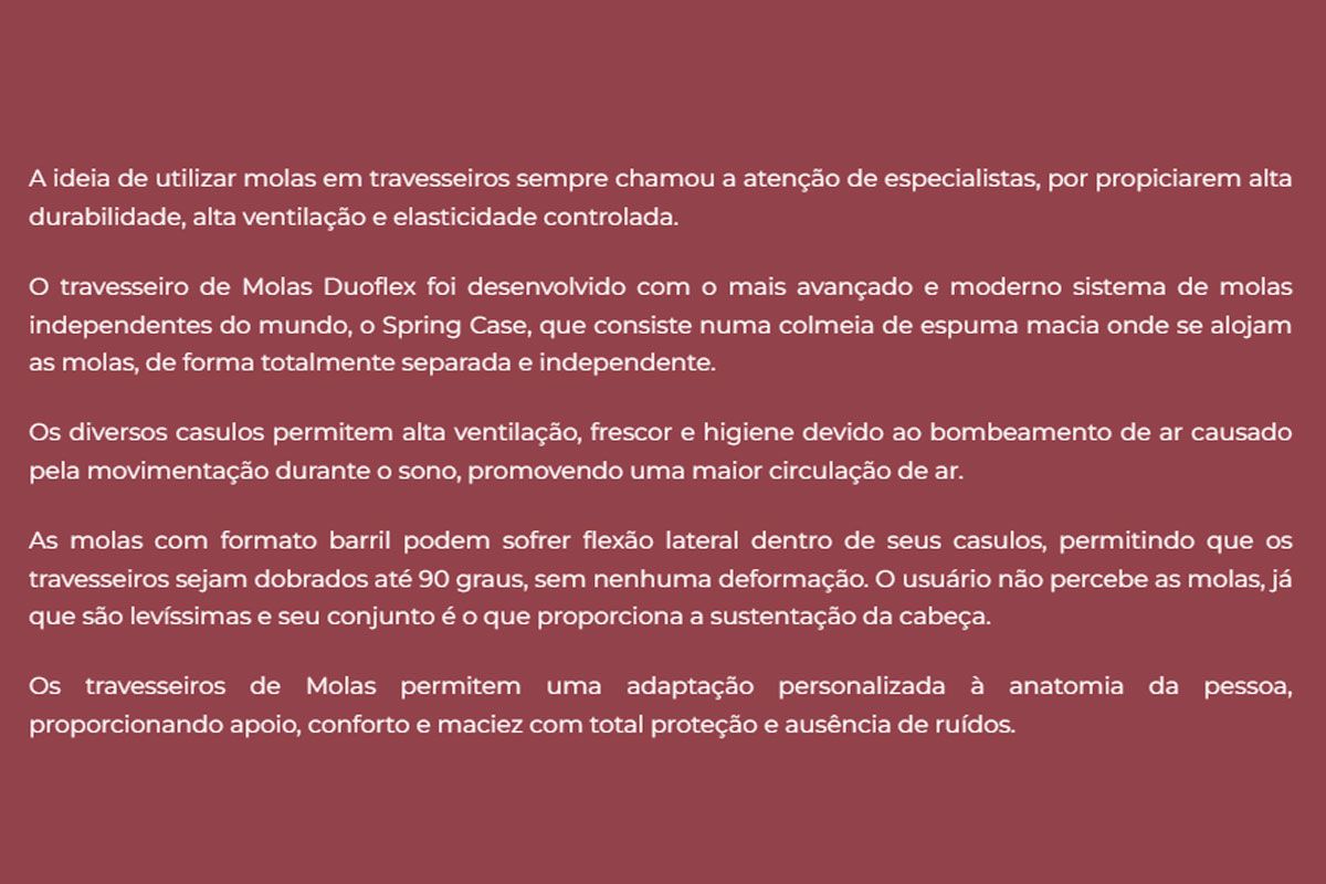 Travesseiro Molas Duoflex MN2101 c/Capa Percal 200Fios Travesseiro Molas Duoflex MN2101 c/Capa Percal 200Fios