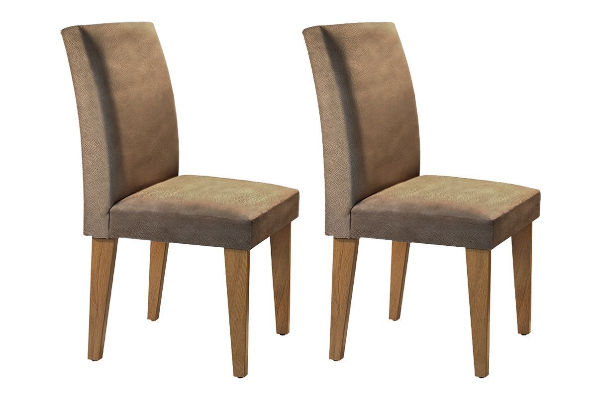 Sala de Jantar Completa Luna Tampo Madeirado c/ Vidro Canto Reto 180x90cm e 6 Cadeiras Grécia - Rufato