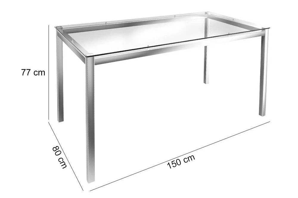 Sala Jantar Mesa Reno c/ Tampo de Vidro 150x80cm e 6 Cadeiras Florença - Kappesberg