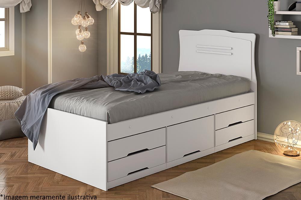 Cama Solteiro Multifuncional Júlia c/5 Gavetas Conquista Cama Solteiro Multifuncional Júlia c/5 Gavetas Conquista