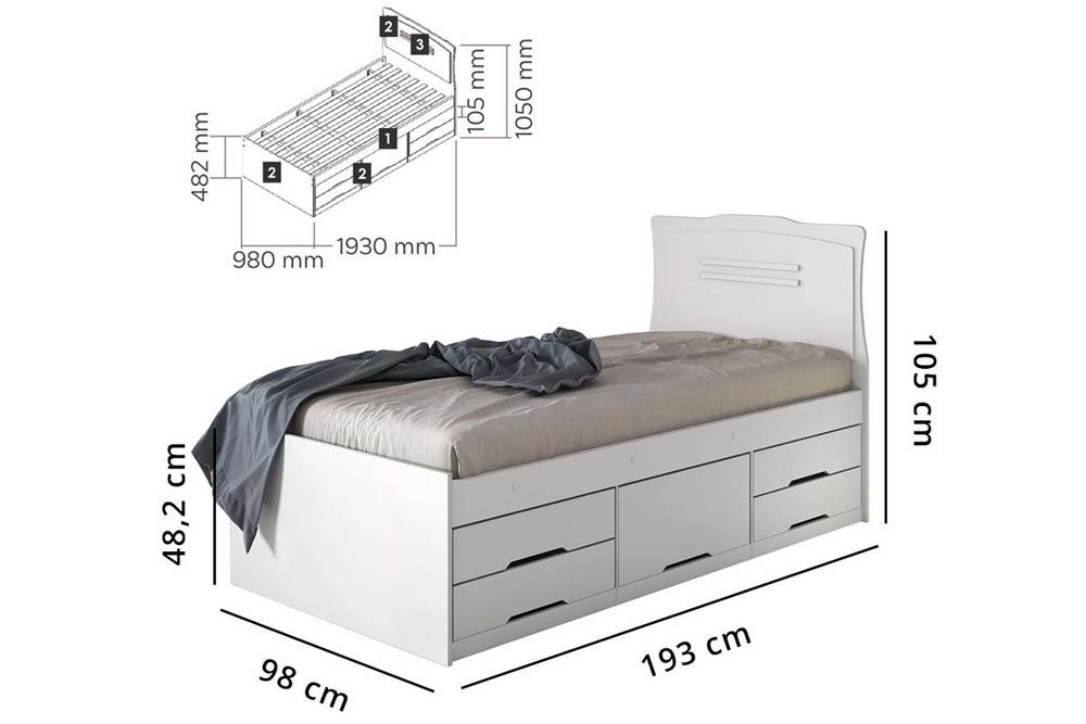 Cama Solteiro Multifuncional Júlia c/5 Gavetas Conquista Cama Solteiro Multifuncional Júlia c/5 Gavetas Conquista