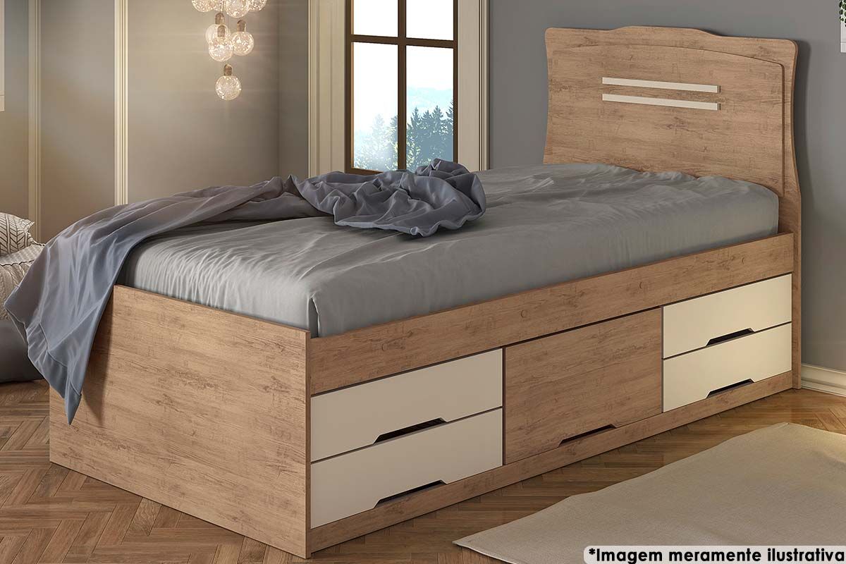 Cama Solteiro Multifuncional Júlia c/5 Gavetas Conquista Cama Solteiro Multifuncional Júlia c/5 Gavetas Conquista