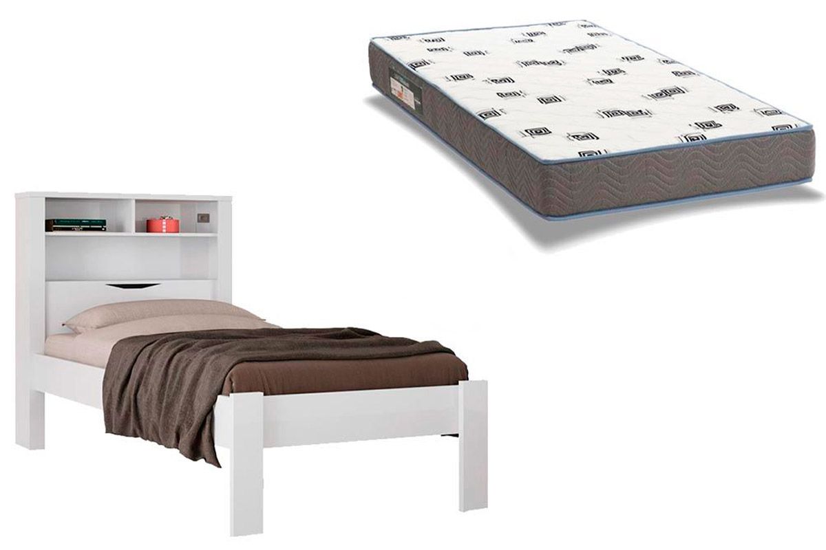 Colchão Solteiro Light D33 Ortobom + Cama Invicta