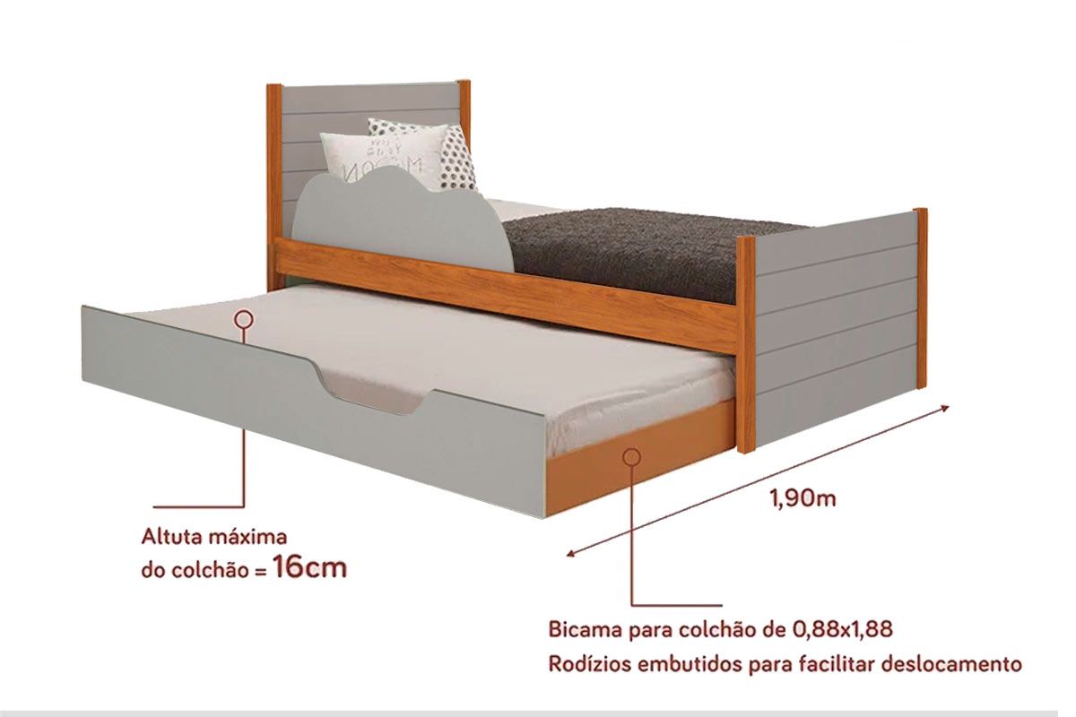Colchão Solteiro Ortobom D33 (2un) + Bicama Elza