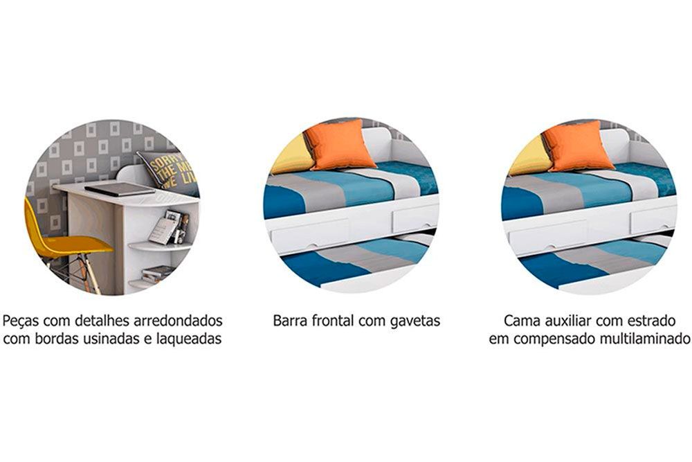 Colchão Solteiro D33 Ortobom (2un) + Sofá Cama Helena c/ Auxiliar