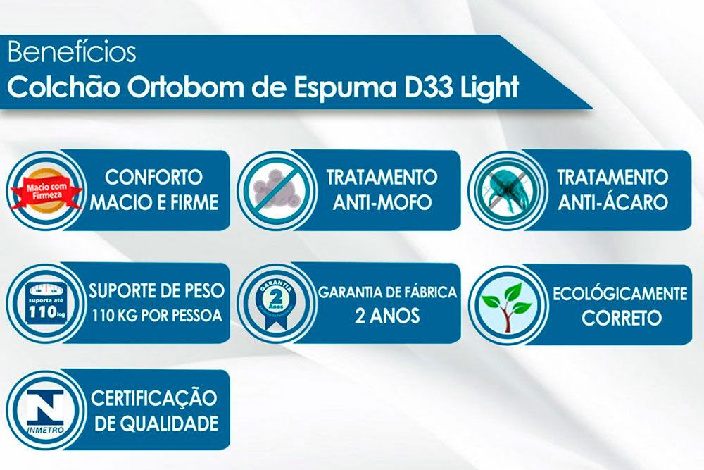 Colchão Solteiro D33 Ortobom (2un) + Sofá Cama Helena c/ Auxiliar
