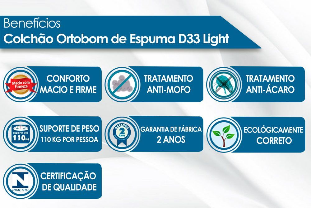 Colchão Solteiro Ortobom D33 + Cama Pérola