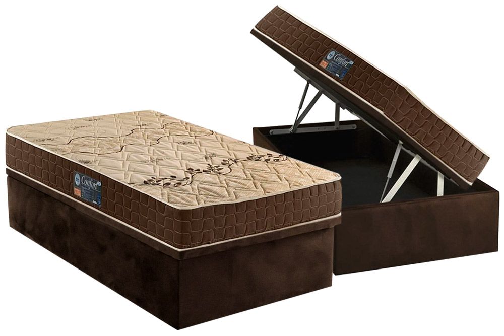 Cama Box Baú CRC +Colchão Espuma D28 Confort Anjos