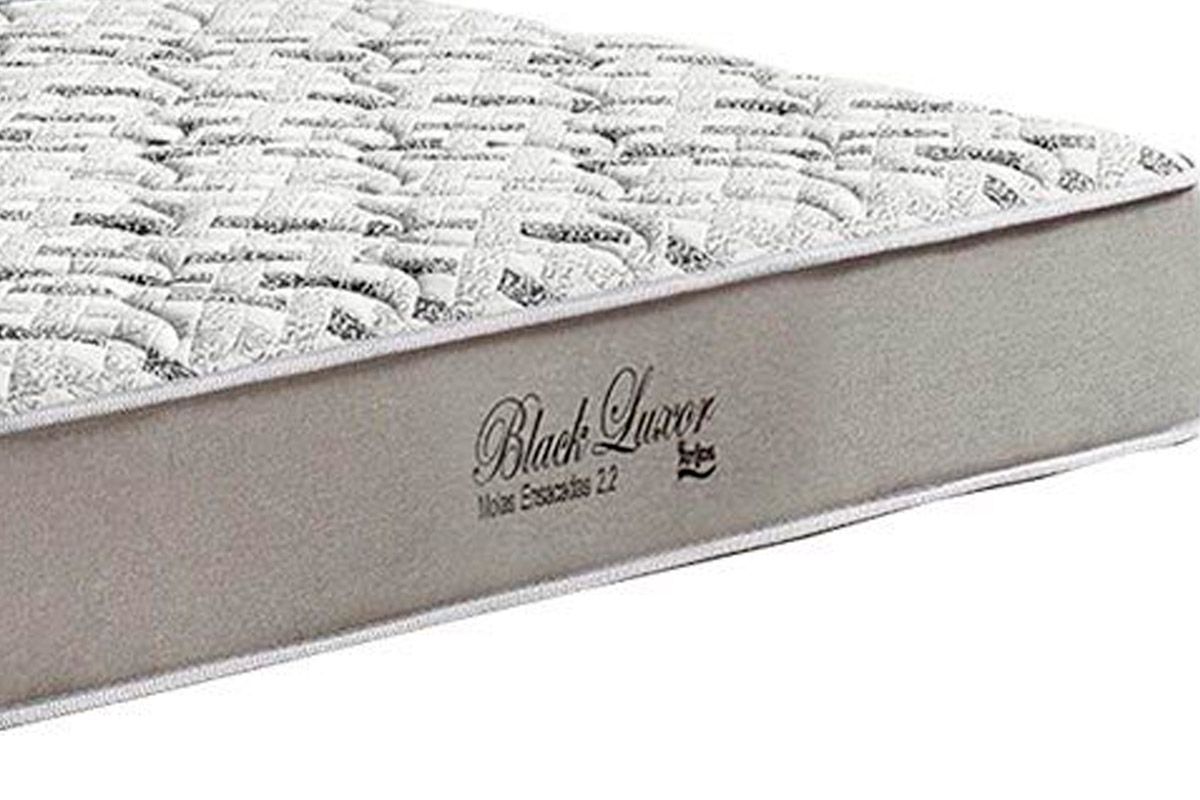 Cama Box : Colchão Molas Ensacadas Anjos Black Luxor 33 + Base CRC Suede Gray 