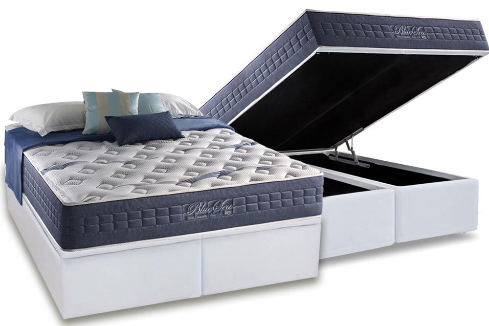 Cama Box Baú CRC +Colchão Molas Bluse Sea Anjos