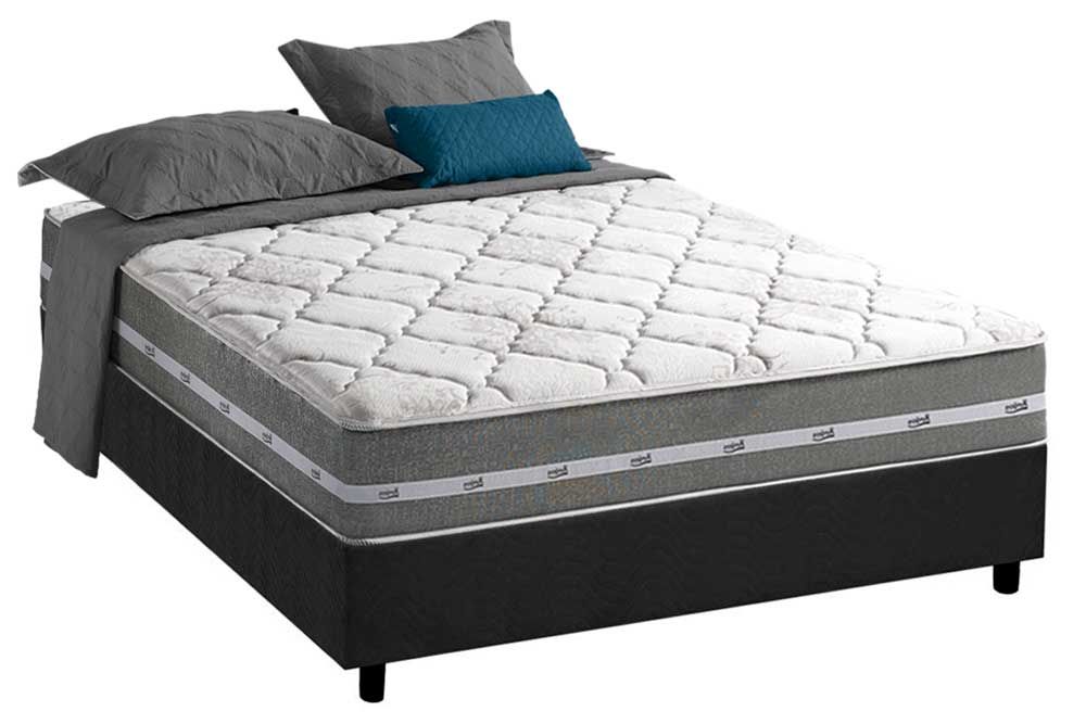 Cama Box : Colchão Molas Ensacadas Anjos Classic Gray 30 + Base CRC Suede Gray 
