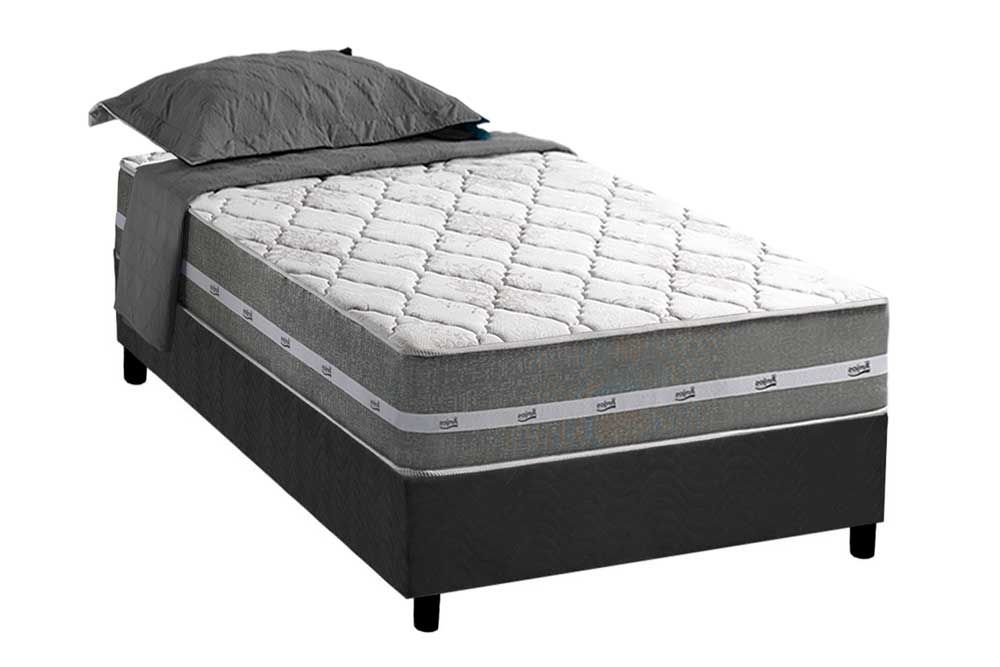 Cama Box : Colchão Molas Ensacadas Anjos Classic Gray 30 + Base CRC Suede Gray 