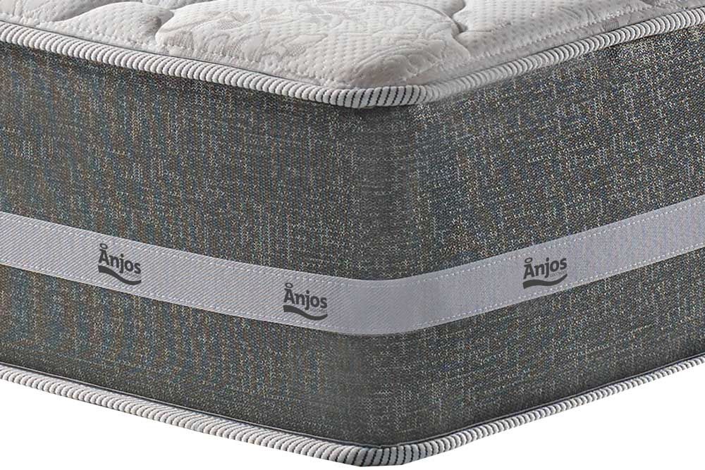 Cama Box : Colchão Molas Ensacadas Anjos Classic Gray 30 + Base CRC Suede Gray 