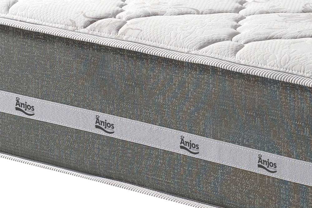 Cama Box : Colchão Molas Ensacadas Anjos Classic Gray 30 + Base CRC Suede Gray 